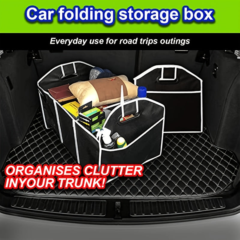 Black Foldable Car Storage Organizer with Mesh Pockets Large Capacity