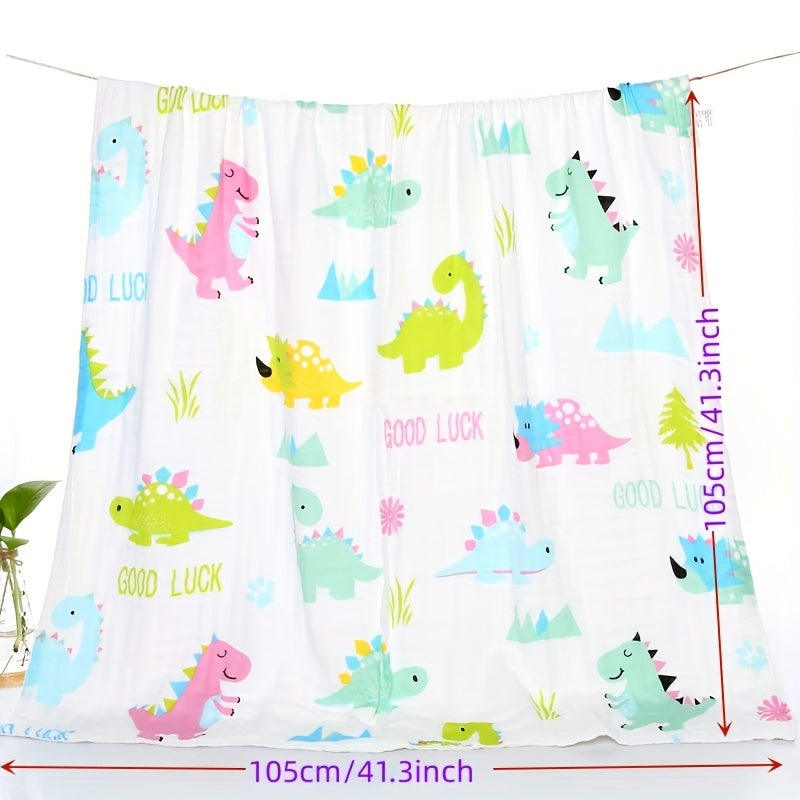 Soft and Cozy 6-Layer Gauze Swaddle Blanket with Cartoon Design in Vibrant Colors