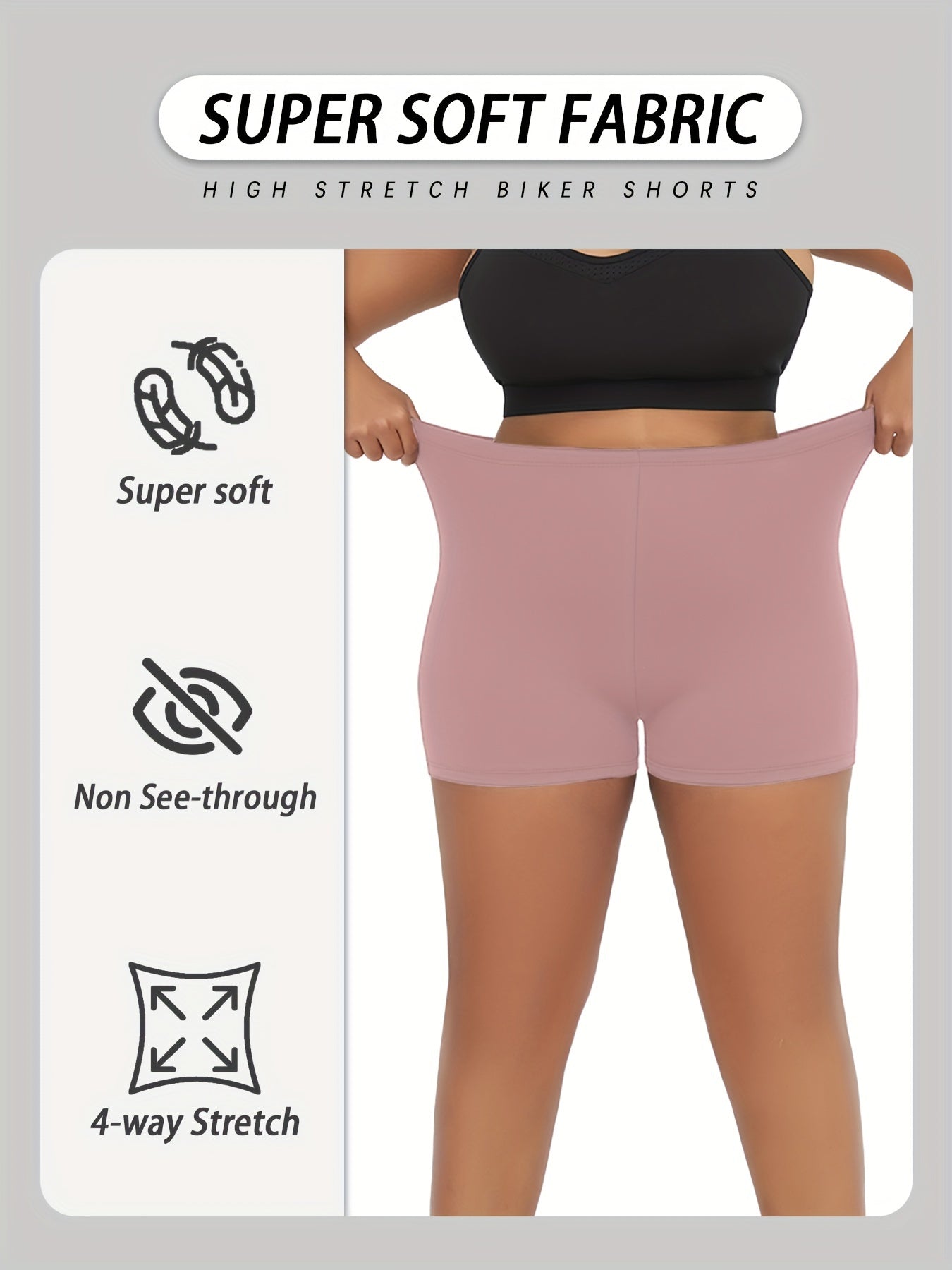 Plus Size Women’s Biker Shorts Soft Tummy Control No-See-Through Workout