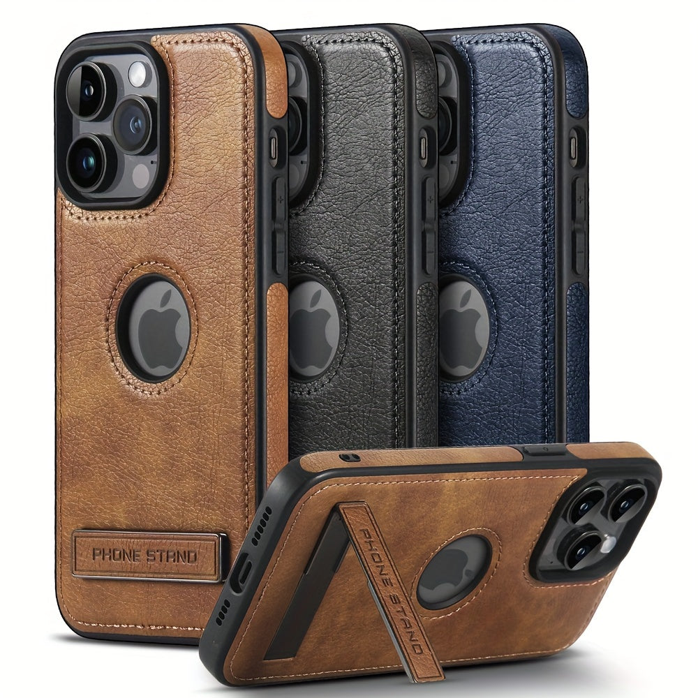 Durable Faux Leather Phone Case with Stand and Holder for iPhone 15 Pro Max 14 Plus 13 Pro Max