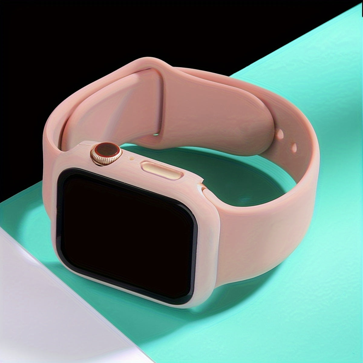 Silicone Watch Strap and Tempered Glass Case Set for Men Women Compatible with Apple Watch Series 38mm 40mm 41mm 42mm 44mm 45mm 49mm