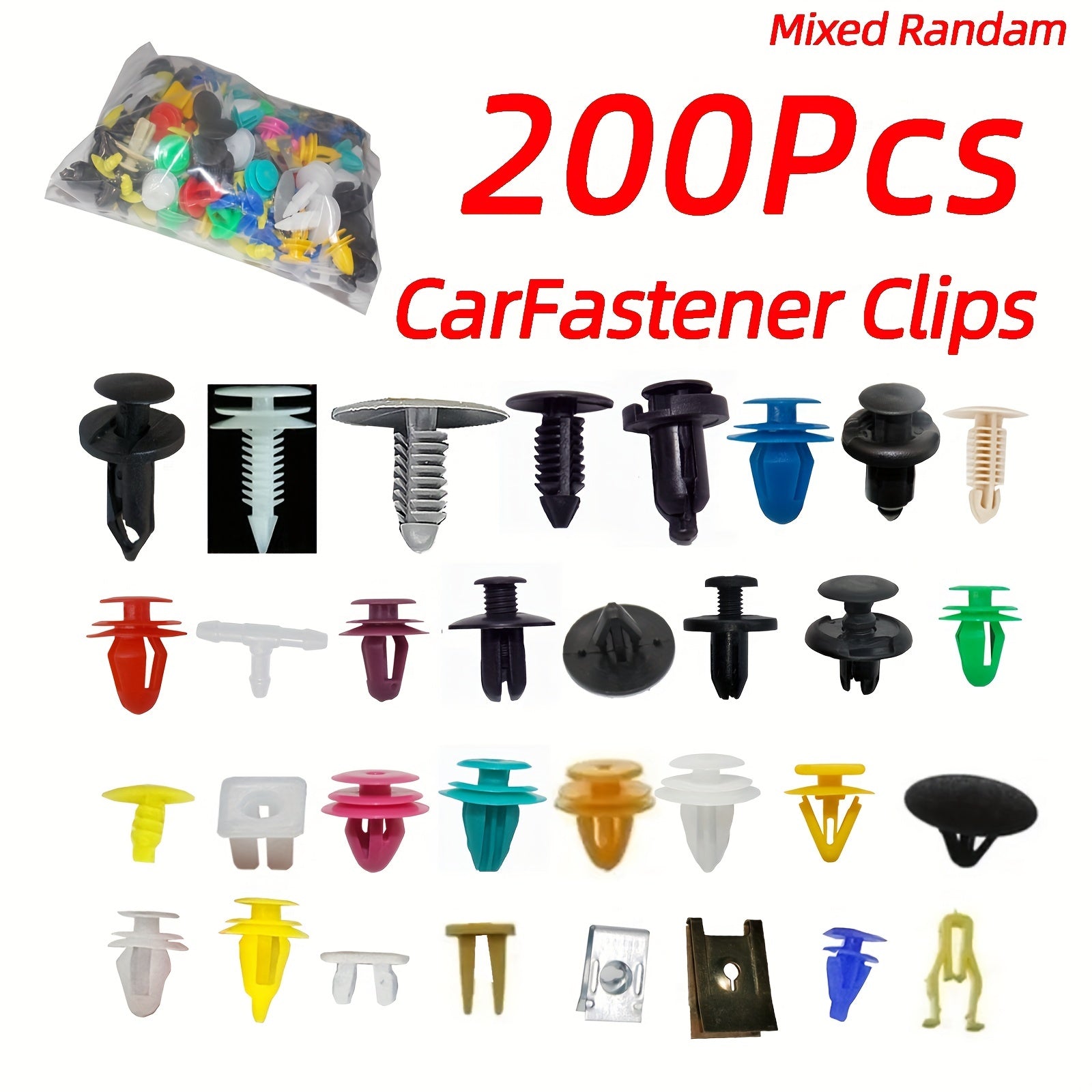 200 Pieces Car Fastener Clips Plastic Bumper Fender Door Panel Liner Replacement