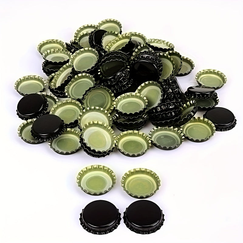 50 Golden, Silver, and Black Beer Bottle Caps for Home Brewing and Bar Tools