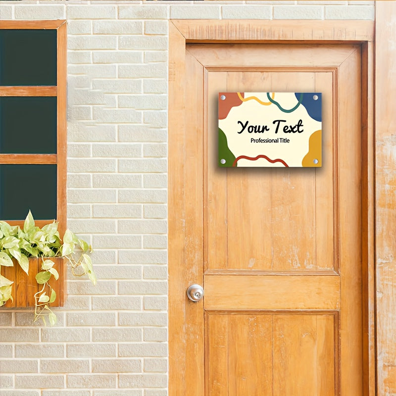 Kids Room Door Sign Custom Name Plaque Cartoon Print Nursery Decor Rust and Adzuki Shades