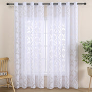 Single Panel Lace Flower Grommet Top Curtains for Living Room Bedroom Office