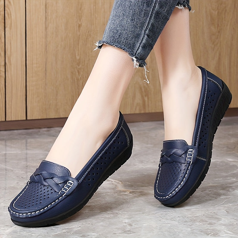 Ayollar uchun nafas oluvchi sintetik slip-on kundalik sport poyabzali, past top yozgi poyabzal