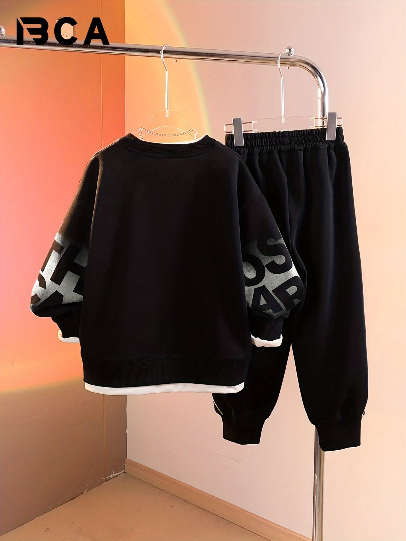 Boys' Cotton Blend Athletic Set Long Sleeve Sweatshirt and Joggers for Spring Fall