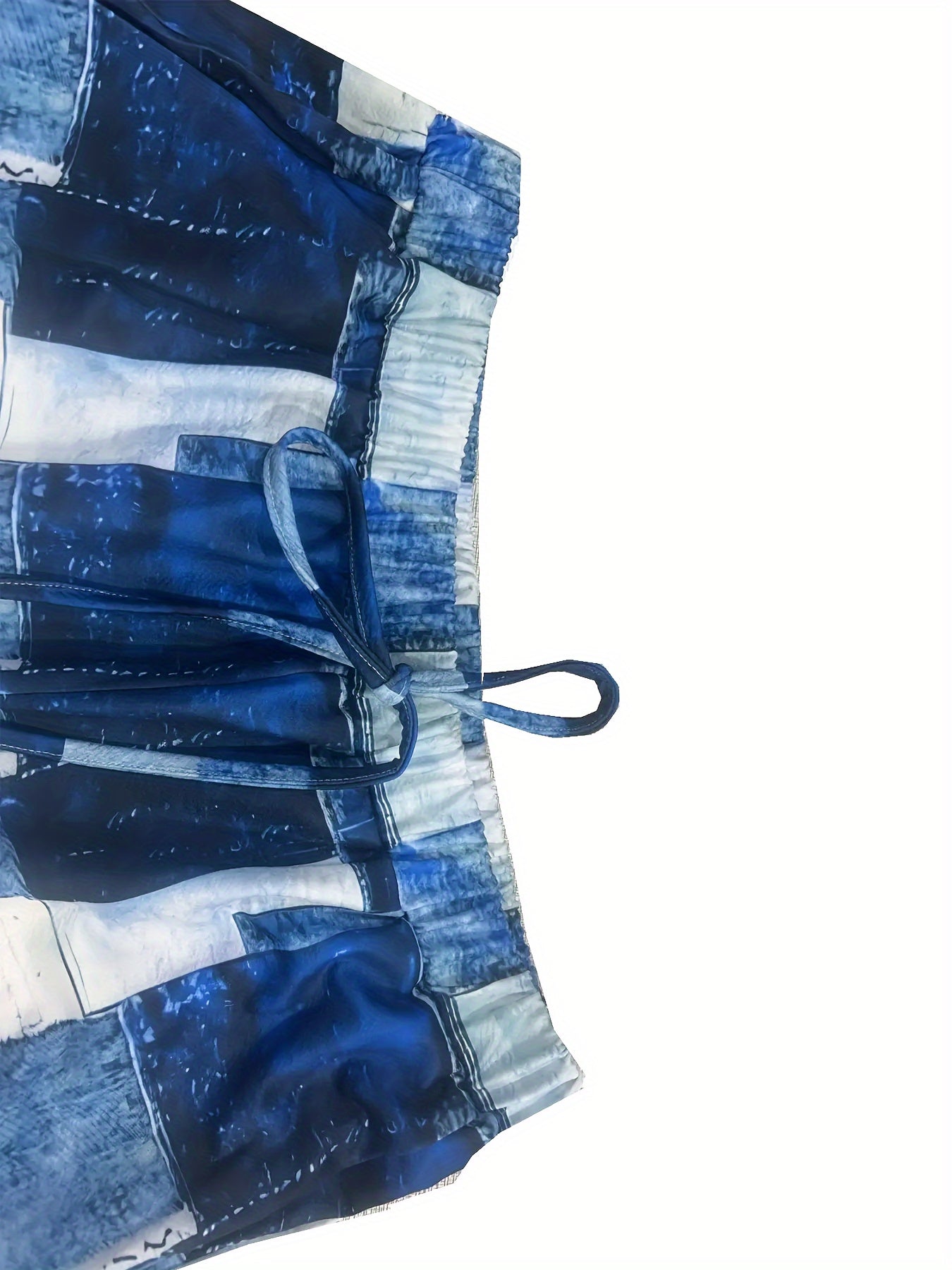 Брюки с крупным размером и пэчворком с принтом и эластичным поясом для весны и лета