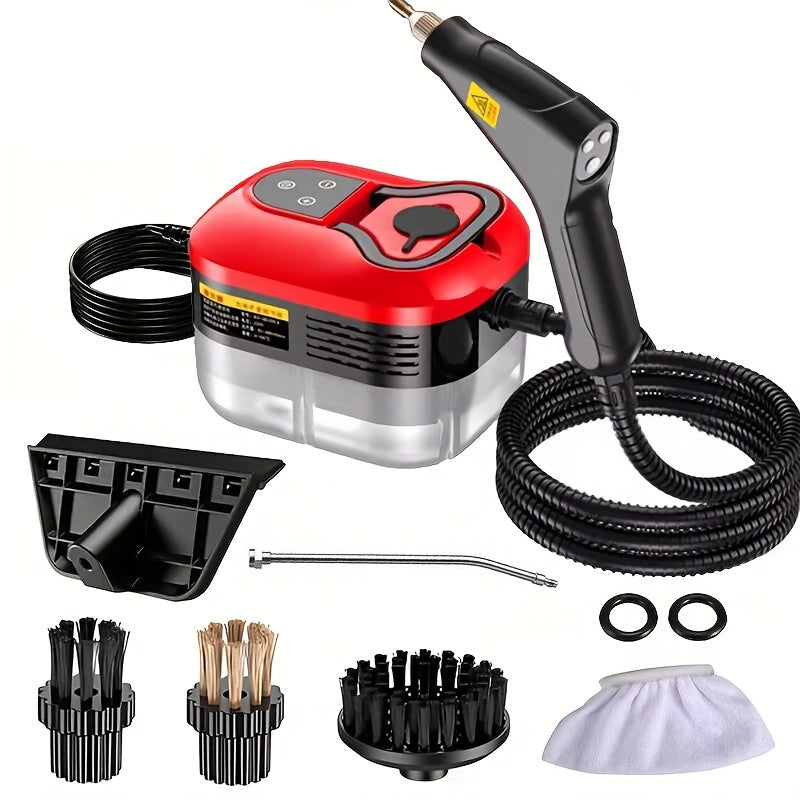 Portativ qo'l steam tozalagich, sensorli ekran va chuqur tozalash uchun 6 ta aksessuar bilan. 1200ml suv tanki va turli yuzalarda foydalanish uchun portativ tutqichi mavjud.