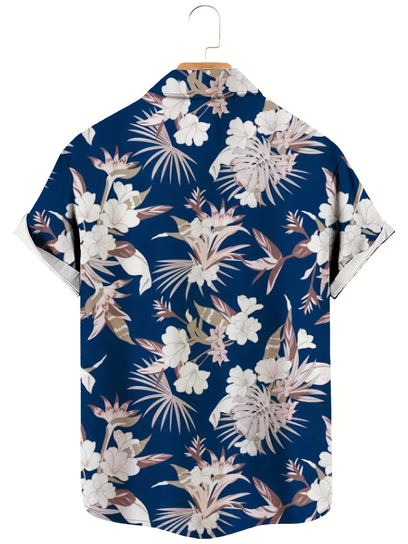 Men's Plus Size Hawaiian Shirt with Floral Print V-Neck Short Sleeve Polyester Elastane