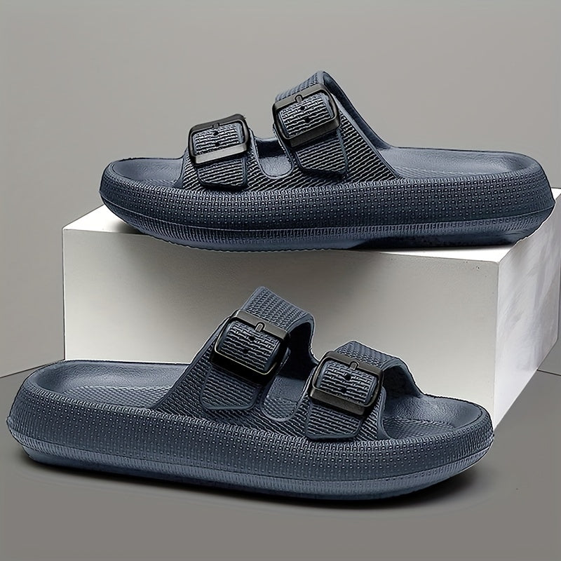 Men's EVA Slides Casual Open Toe Slip On with Buckles for Indoor Outdoor Summer
