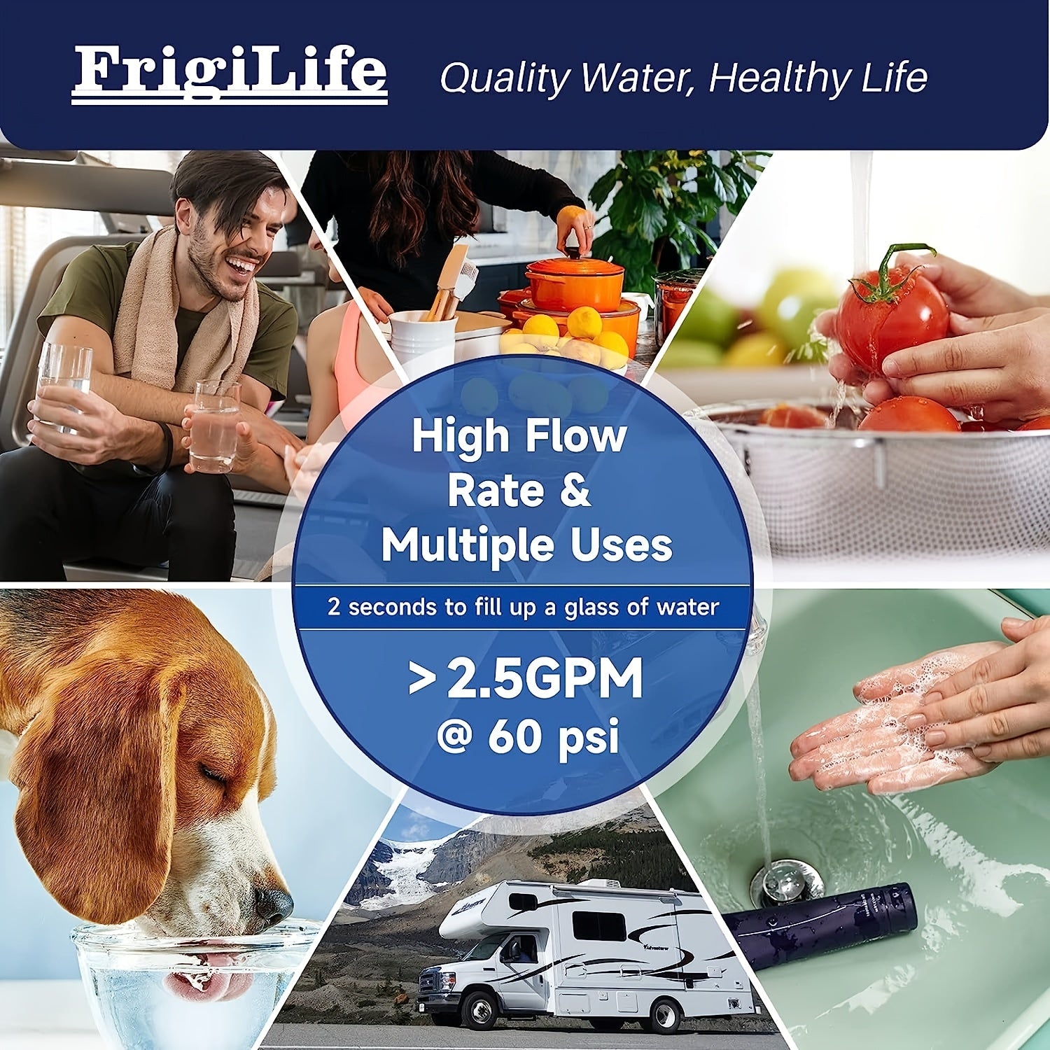 1pack FrigiLife Under Sink Water Filter System — bu toza ichimlik suvi uchun yuqori sig'imli yechim. 22,000 gallongacha filtrlash imkoniyatiga ega bo'lib, bu tizim to'g'ridan-to'g'ri stolingiz ostiga ulanadi va xlor, katta zarrachalar, yomon ta'm va