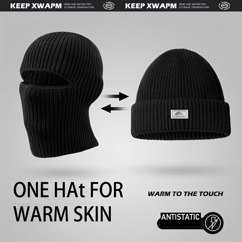 Men's Knit Balaclava Beanie Hat Cold Weather Windproof Winter Headwear
