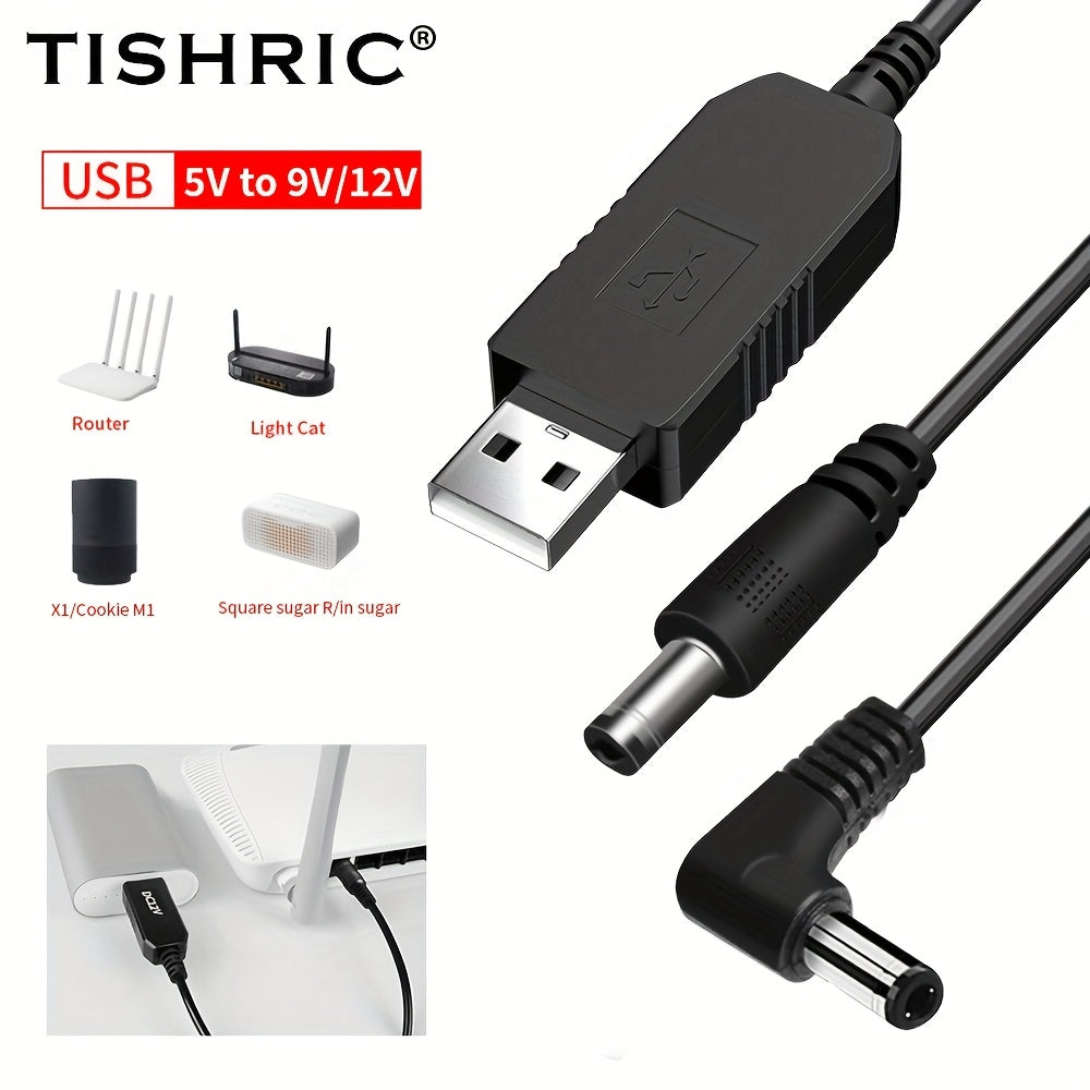 TISHRIC cable convertidor de corriente USB DC 5V a 12V/9V con conector de 2.1x5.5mm