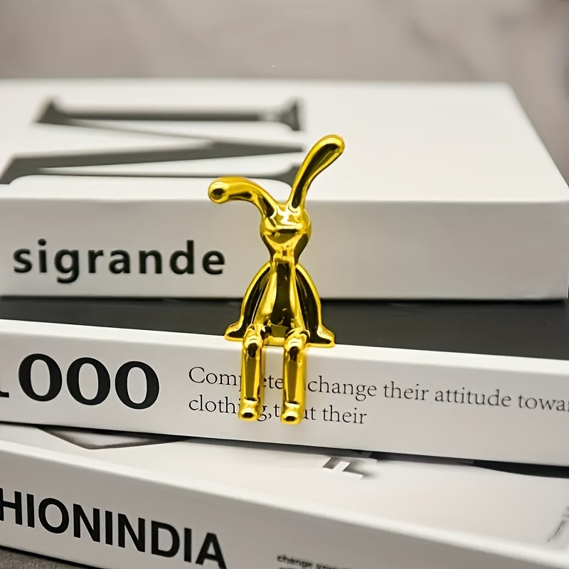 Gold and Silver Electroplated Sitting Rabbit Figurine for Home and Office Decor