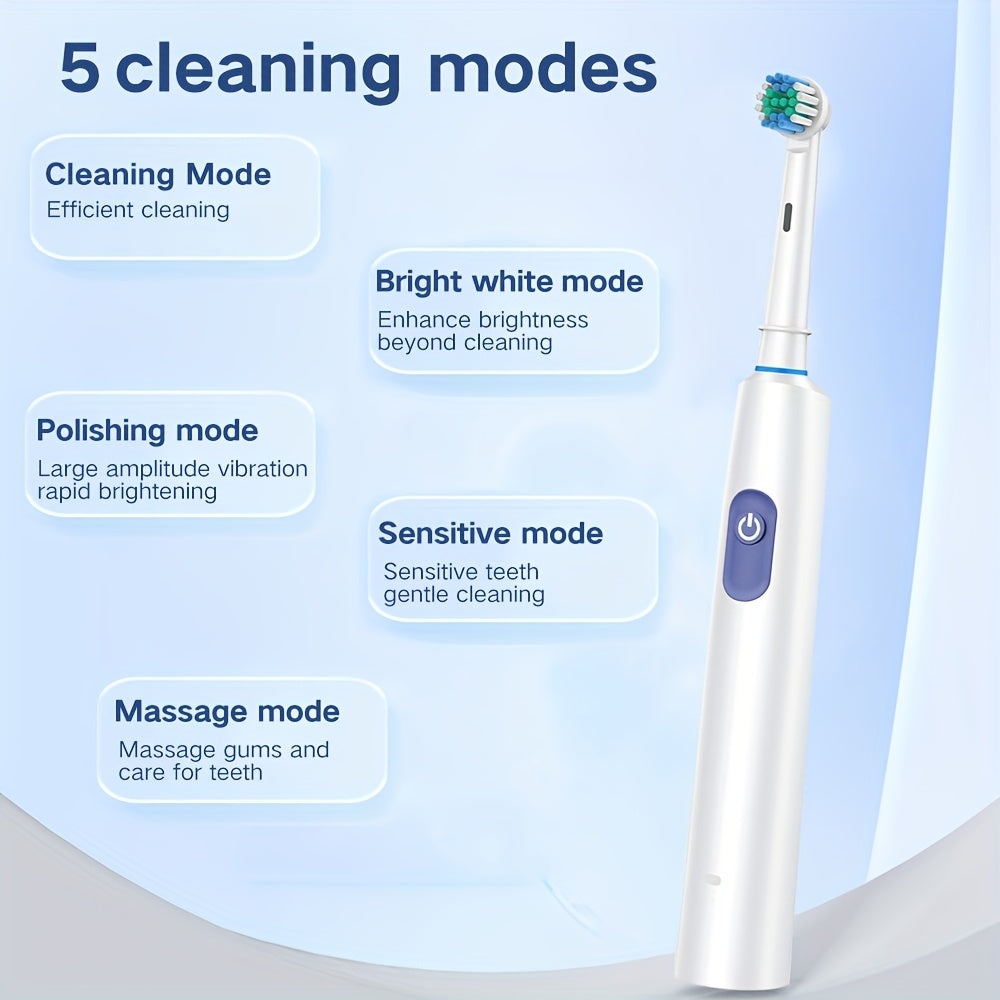 Electric Toothbrush with 8 Brush Heads USB-C Charging 5 Modes Super Fast Cleaning