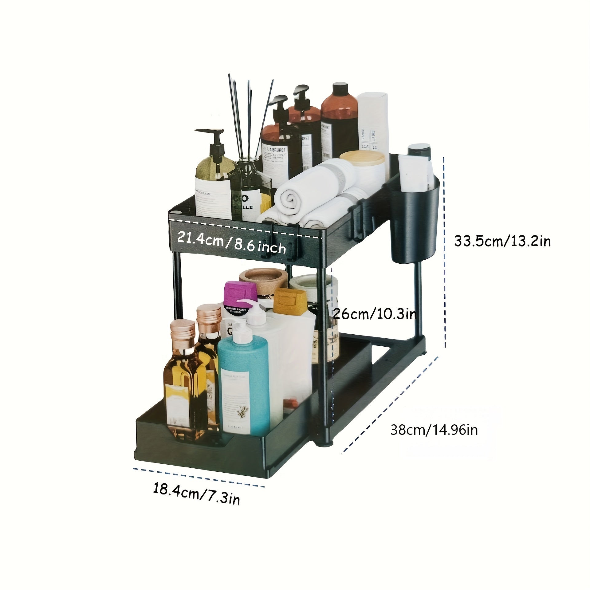 Under Sink Organizer Two-Tier Sliding Cabinet Drawer Kitchen Bathroom Storage