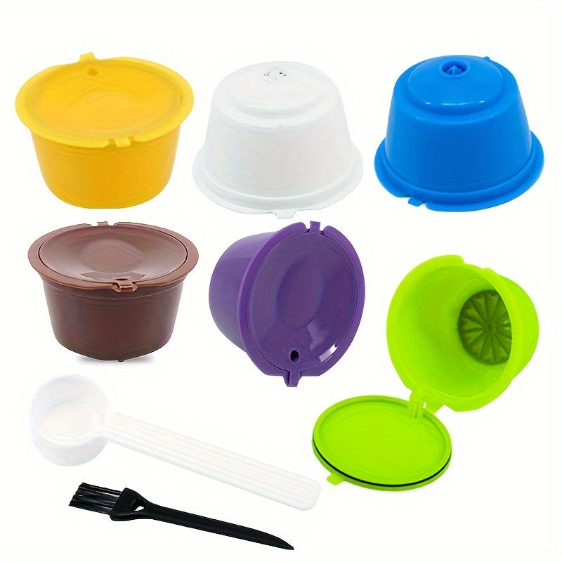 Reusable Coffee Pods Pack of 6 with Spoons and Brushes for Camping and Travel