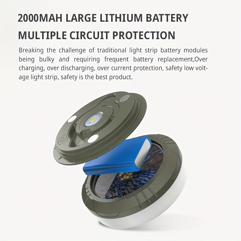 2-in-1 LED RGB Camping String Lights 10m Rechargeable Battery Outdoor Decor