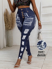 Plus Size Women's Imitation Denim Jogger Pants High-Waisted Skinny Fit Casual