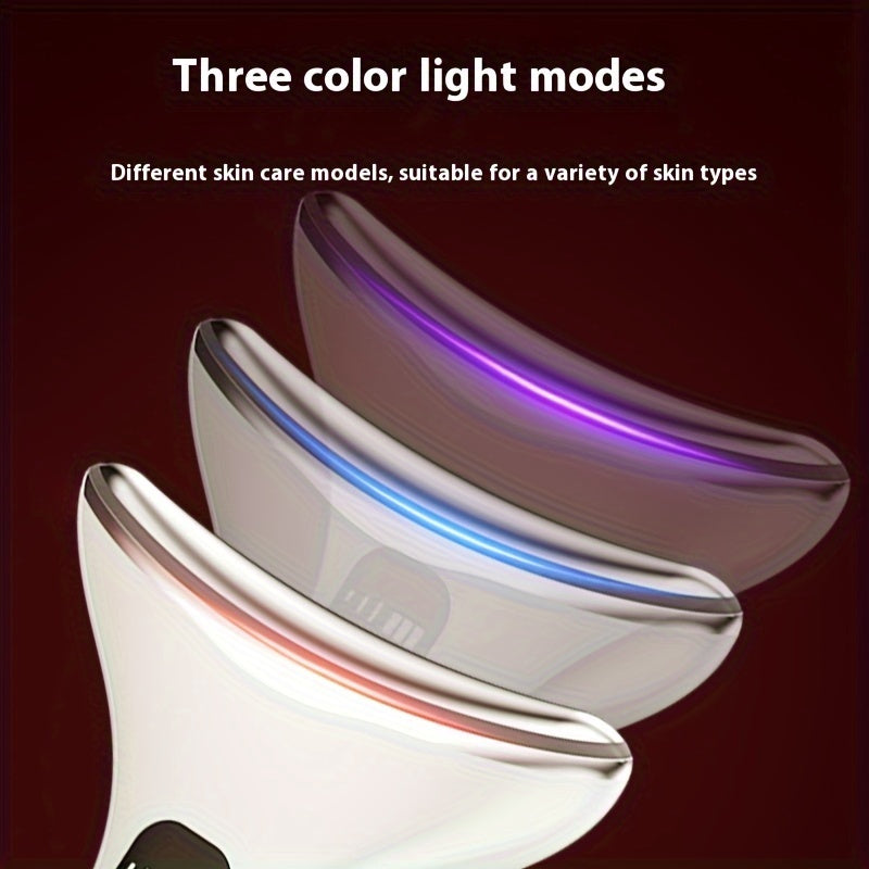 Zaryadlanadigan yuz va bo'yin massajeri, vibratsiya va isitish bilan - USB/akkumulyator bilan ishlaydi, litiy batareya kiritilgan - ayollar uchun ideal teri parvarishi sovg'asi
