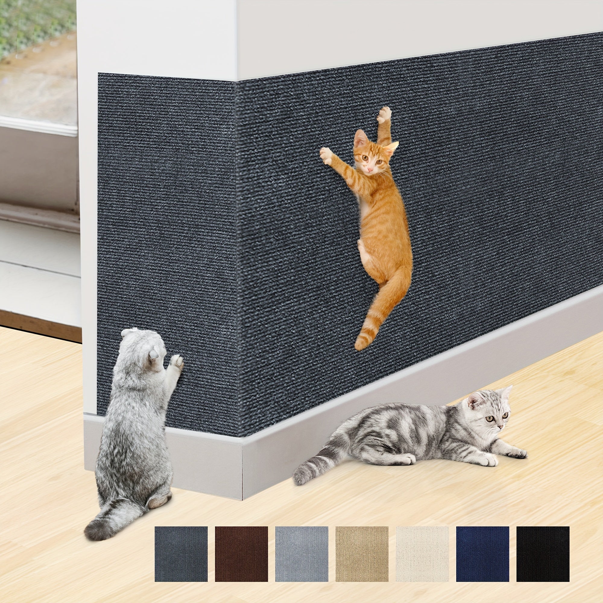 Polyester Cat Scratching Mat Self-Adhesive Durable Felt Wall and Furniture Scratch Pad Multi-Size Pack