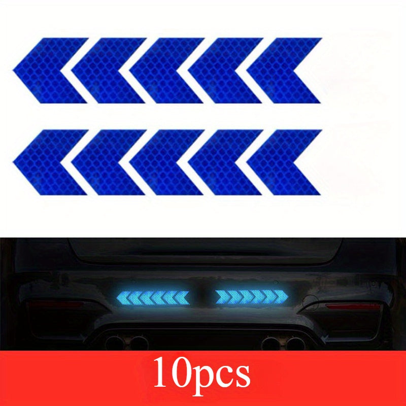 10 шт. светоотражающих стрелок-наклеек PET, высоковидимых защитных наклеек для транспортных средств