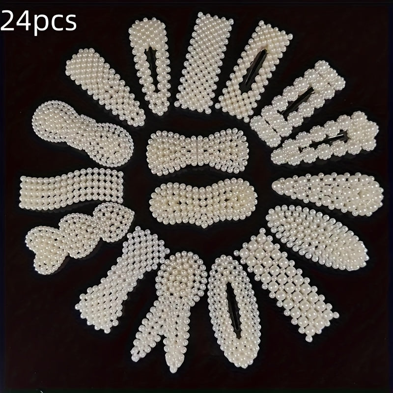 Набор из 12 или 24 заколок для волос с искусственными жемчужинами для женщин, элегантные белые аксессуары для волос