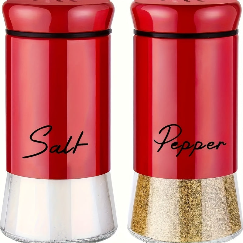 Glass Bottom Salt and Pepper Shakers Set with Stainless Steel Lids 2-Pack