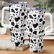 40oz Stainless Steel Tumbler with Cow Print Vacuum Insulated BPA Free Keeps Beverages Cold 48 Hours