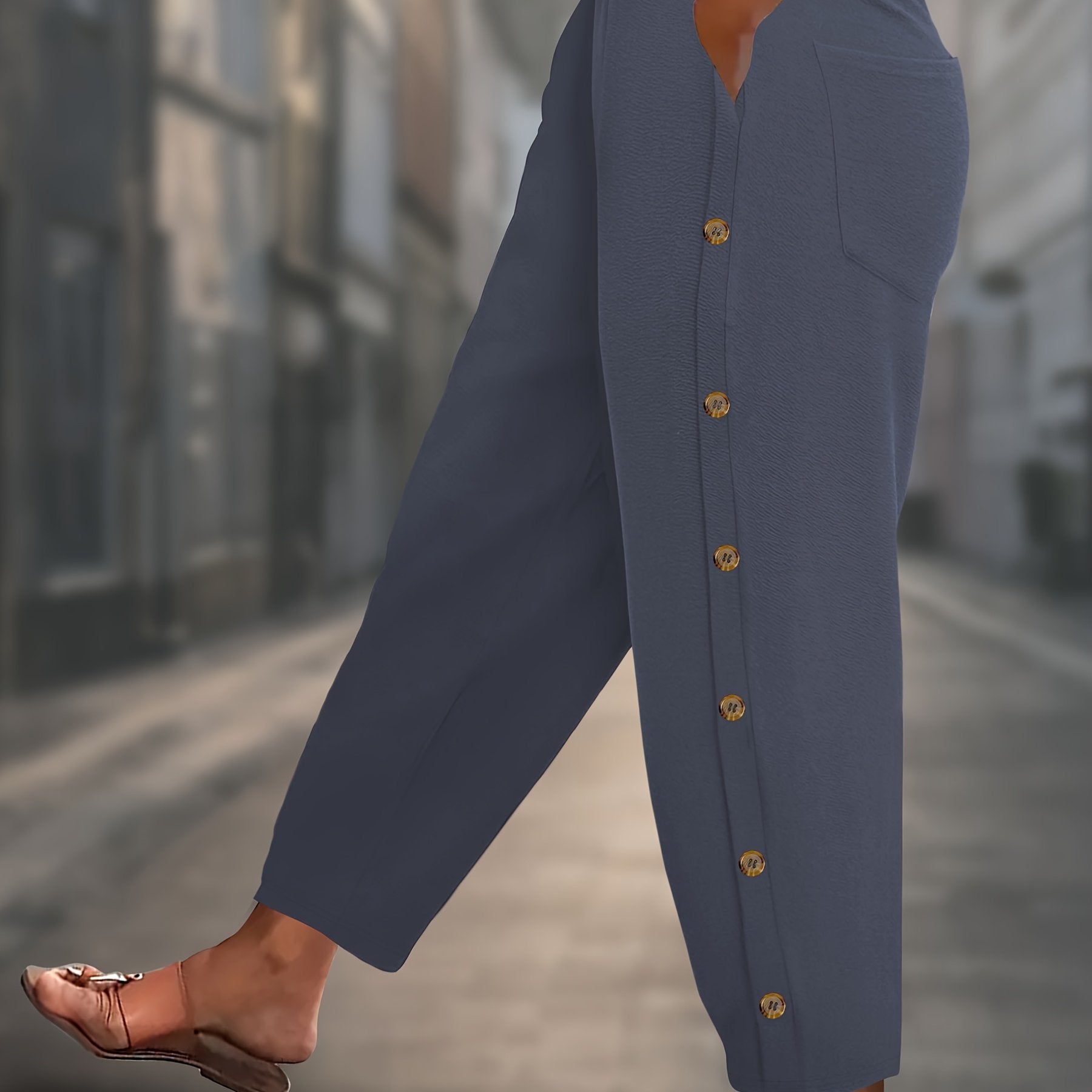 Women's Plus Size Wide Leg Pants Soft Knit Comfortable Fall Streetwear