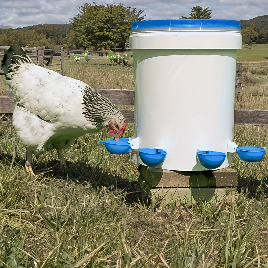 Large Blue Automatic Poultry Waterer Kit for Ducks Geese Turkeys and Rabbits