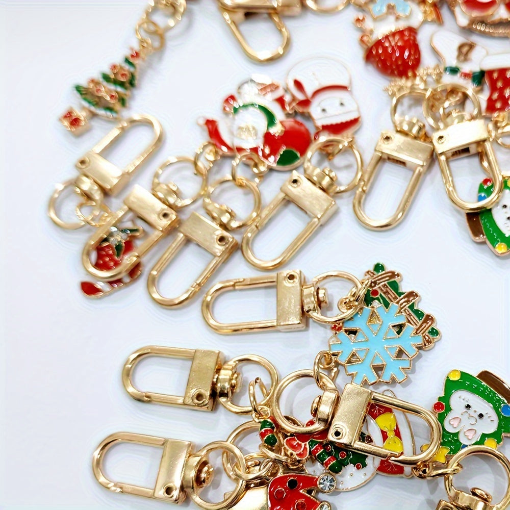 Set of 25 Cartoon Alloy Christmas Keychains with Assorted Styles and Climbing Buckle