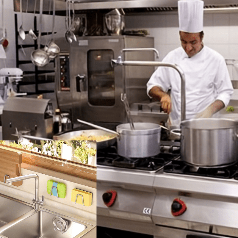 Stainless Steel Sponge Holder Set Wall Mount No-Drill Kitchen Bathroom Storage