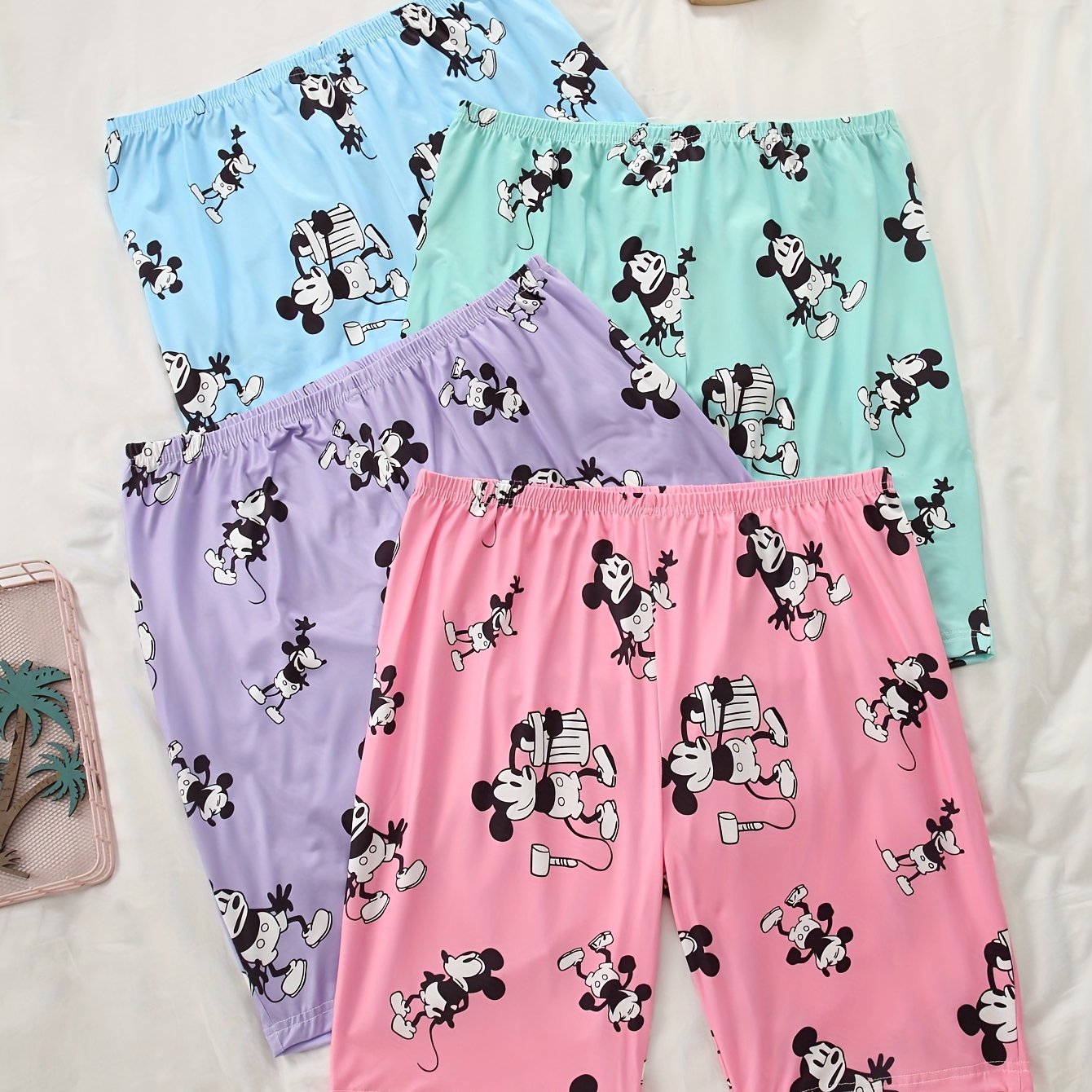 Pack de 4 pantalones cortos de dibujos animados para niñas, algodón suave, verano, casual, para niños pequeños