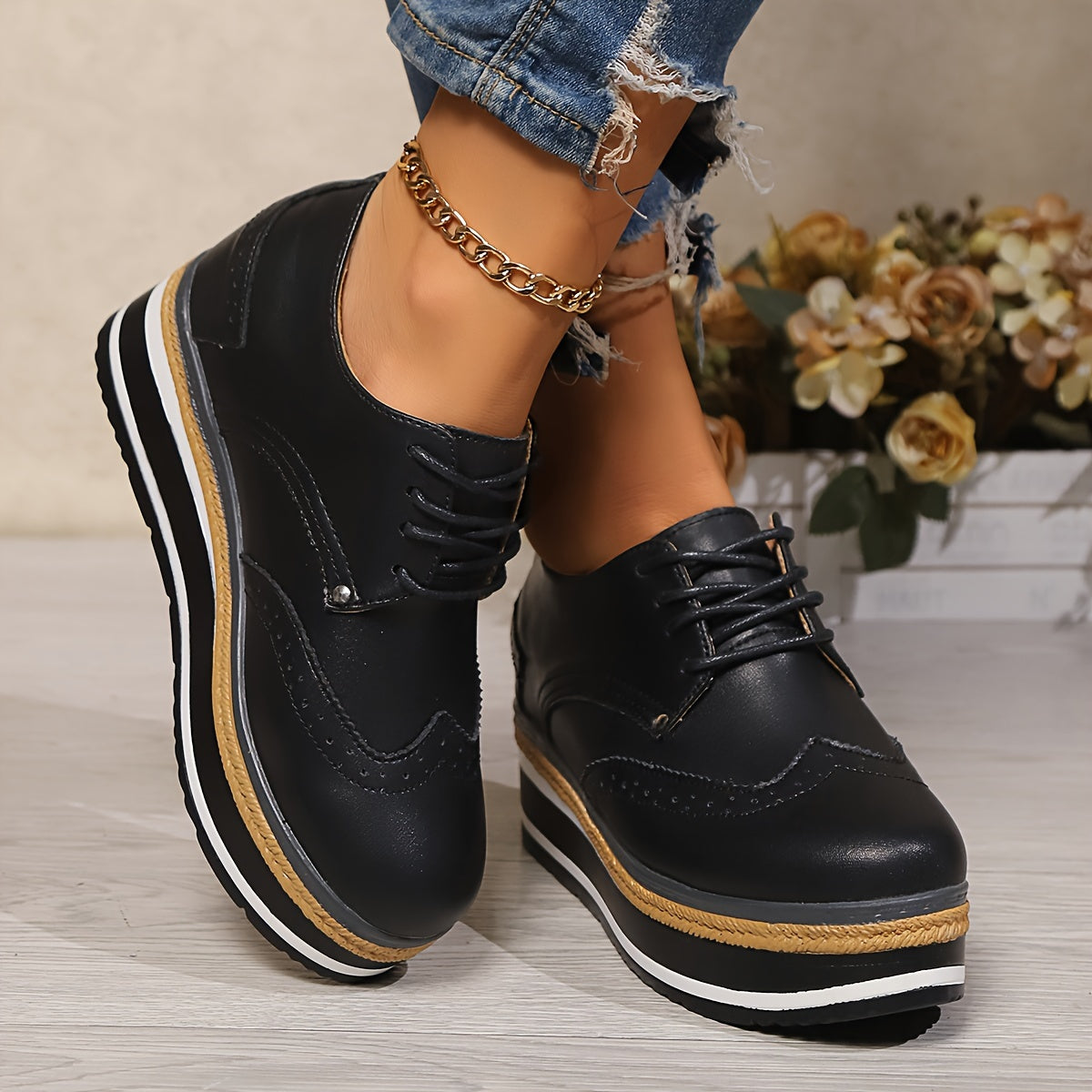 Women's Wedge Loafers Leather Comfortable Elegant Shoes