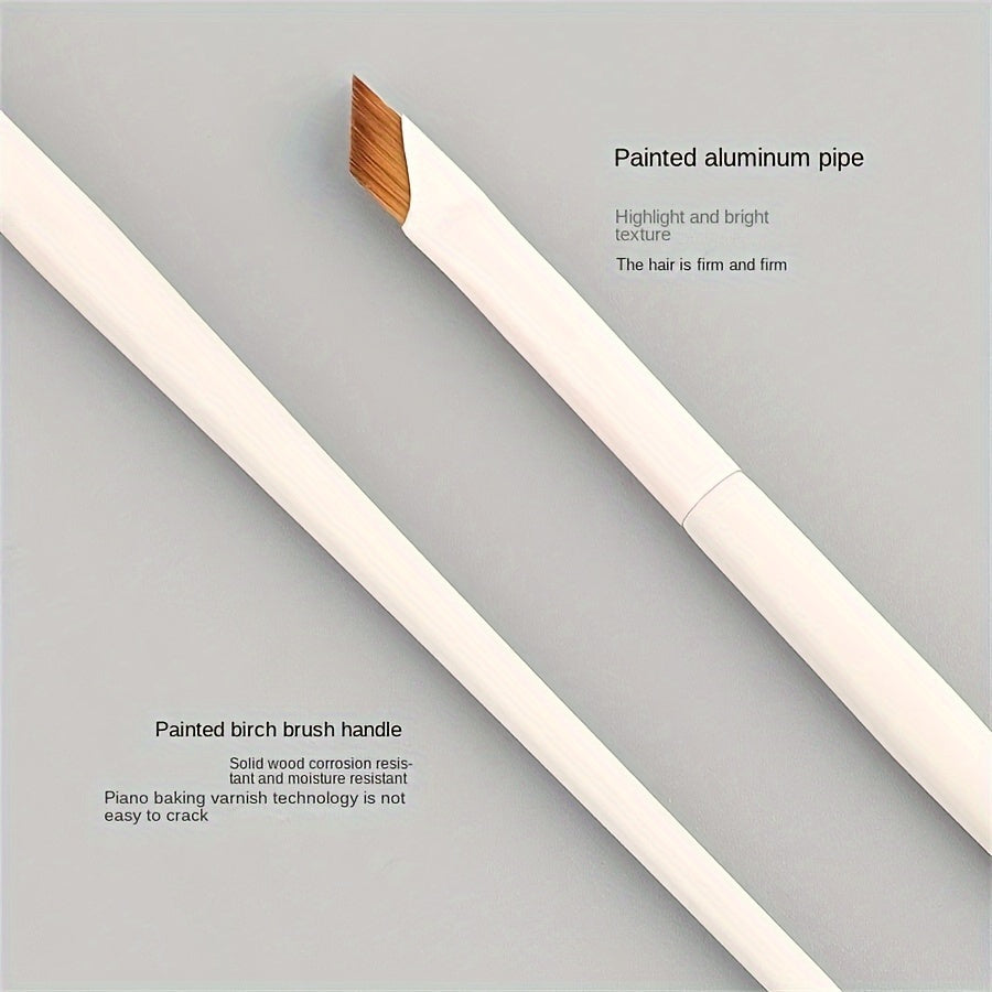 Women Porcelain White Sickle Eyeliner Brush with Angled Tip