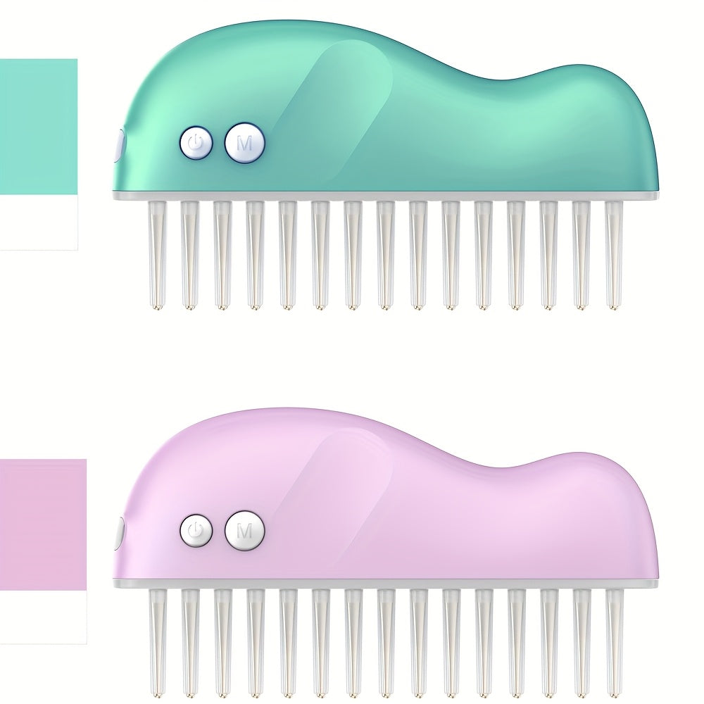 Portable Electric Scalp Massager Comb USB Rechargeable Head Relaxation Tool with Green Accents