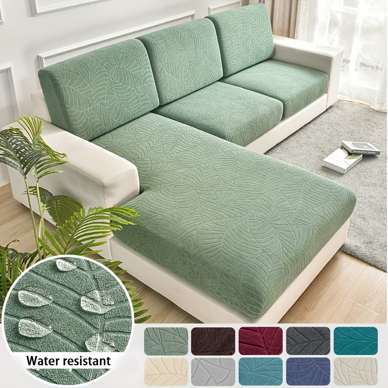 Waterproof Sofa Cover with Large Leaf Jacquard Design All-Season Dust Spill Protection Durable Washable