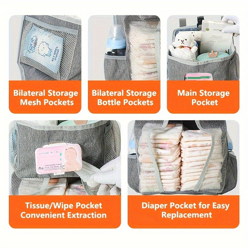Сумка для хранения подгузников Lamroro — это универсальная водонепроницаемая сумка для путешествий с ремнями для коляски, предлагающая большую вместимость и легкость складывания.