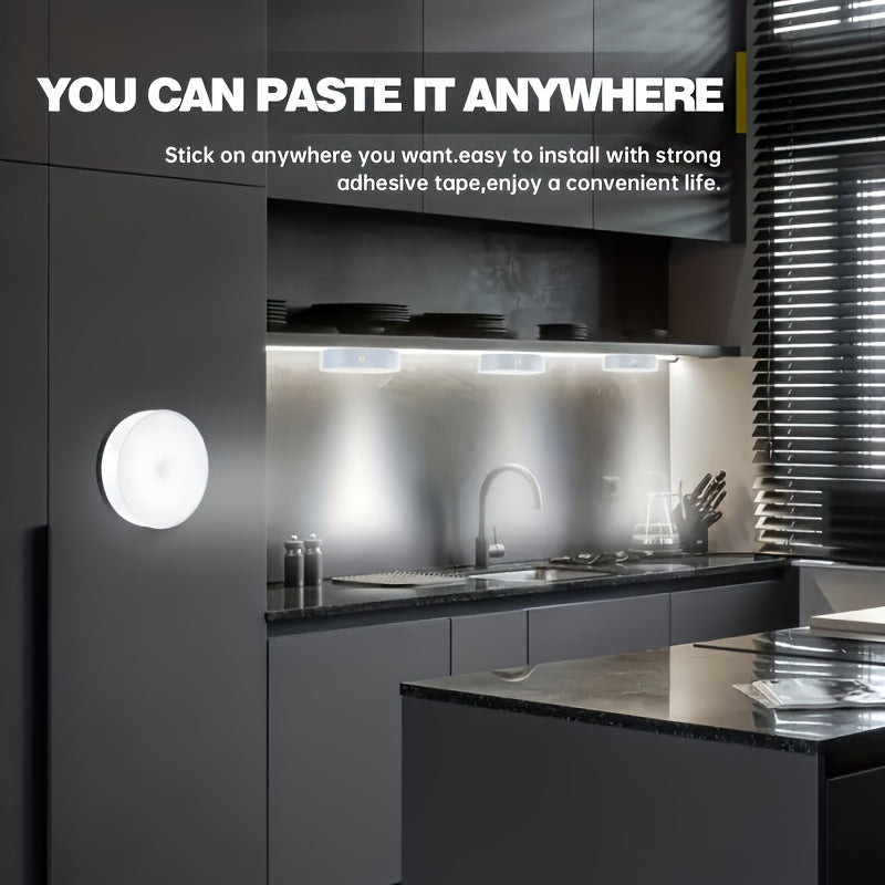 Set of 3 Magnetic Induction Night Lights with 8 LEDs 3 Modes for Bedroom Corridor Wardrobe