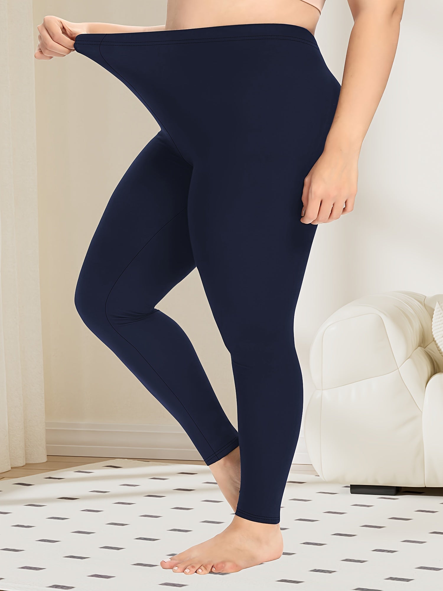 Leggings de yoga de talla grande para mujer de cintura alta con control de abdomen y tela suave