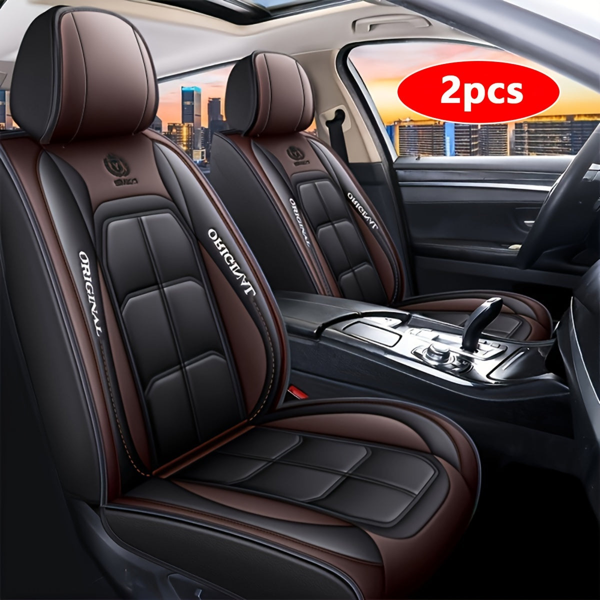 Universal Fit PU Leather Car Seat Covers Front Seat Protectors for Trucks SUVs