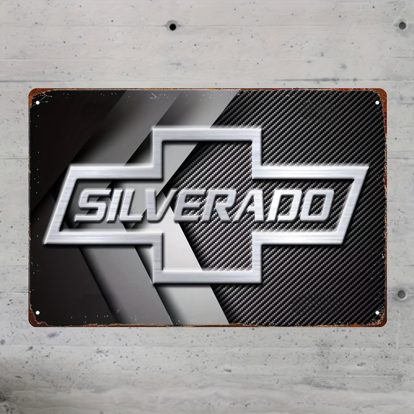 Metal Wall Art Sign for Garage or Man Cave Gray Carbon Fiber Iron Decor