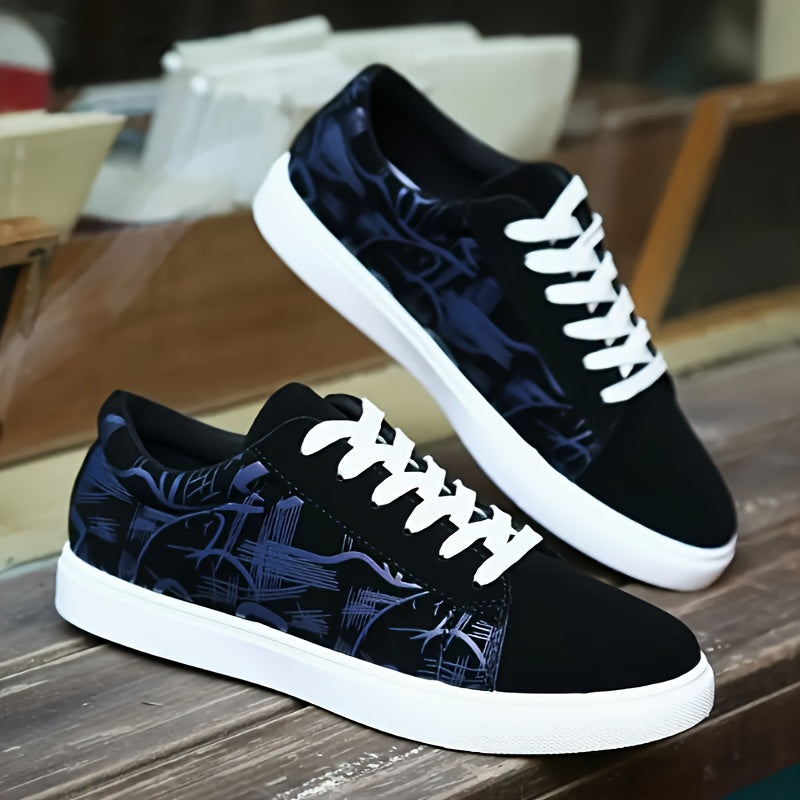 Men's Canvas Skateboard Shoes Breathable Non-Slip Durable Casual Sneakers with Cartoon Pattern