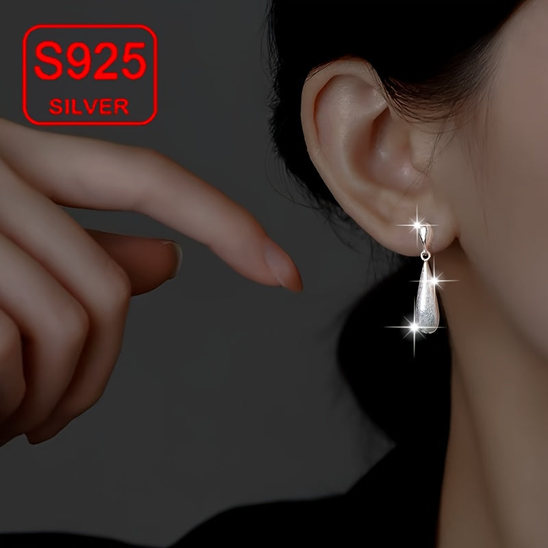 Women's Silver Stud Earrings Geometric Waterdrop Design Hypoallergenic Lightweight Jewelry