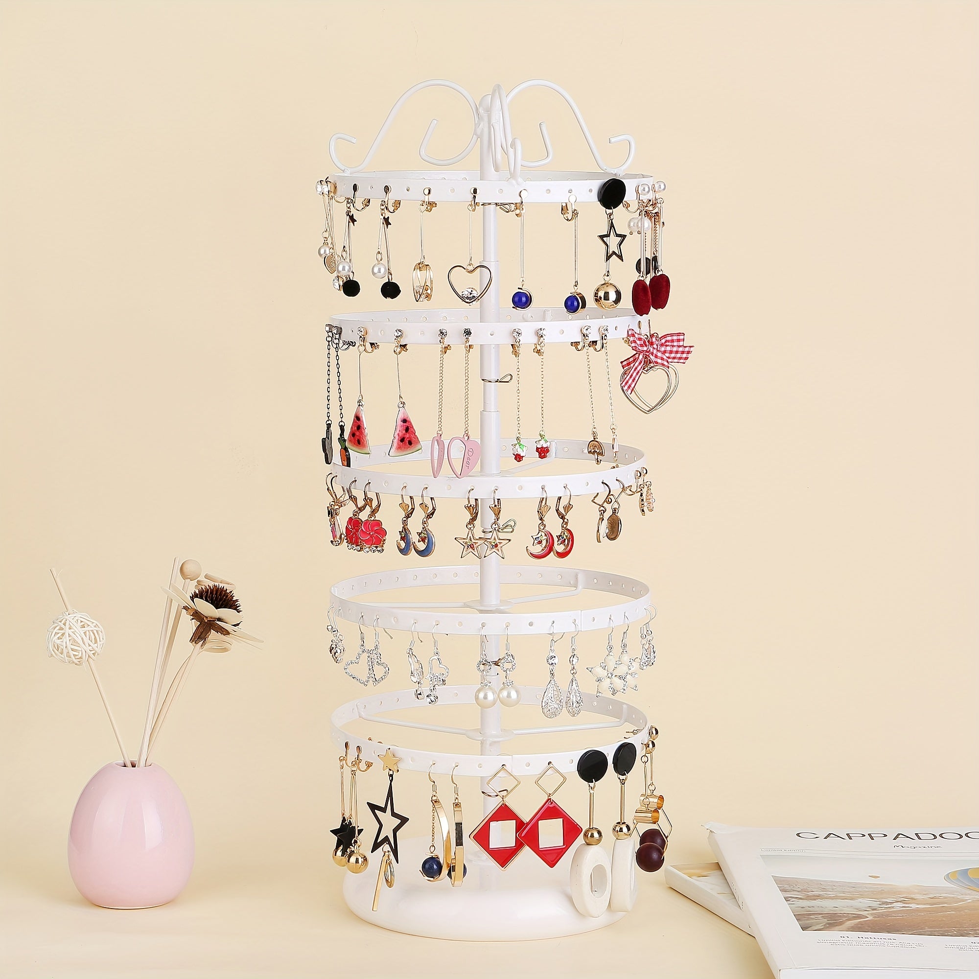 Metal Rotating Earring and Necklace Display Stand with 5/6 Layers