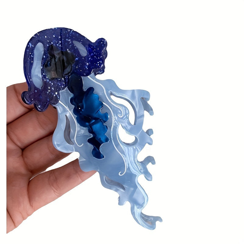 Zamonaviy soch klipi, akula va meduzali motivlar bilan, elegant soch turmushlari uchun