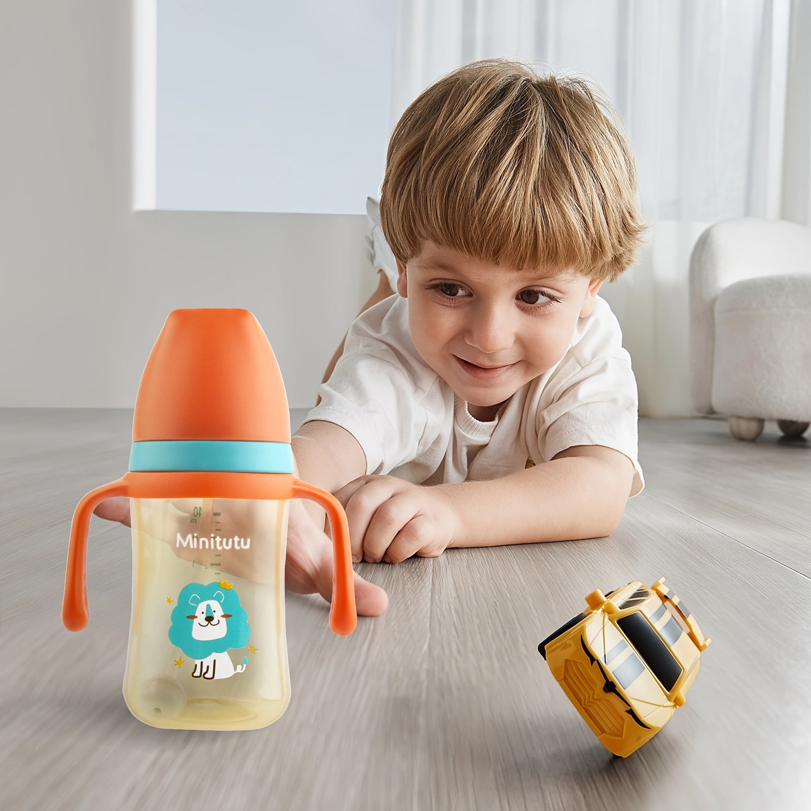 Weighted Plastic Sippy Cup for Toddlers with Handles and 3 Spouts Leak Proof Non Slip