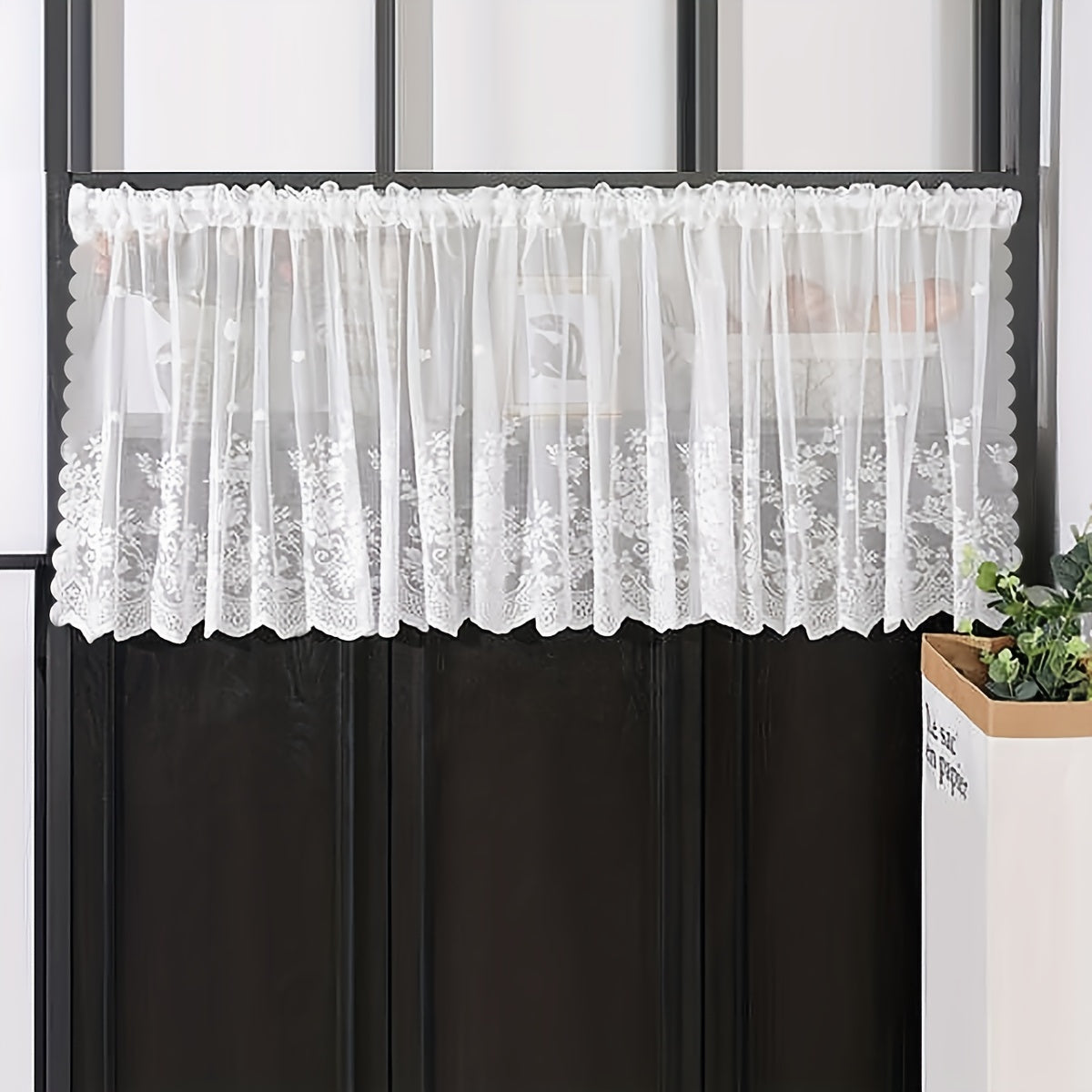 Lace Small Flower Cafe Curtain White Dainty Elegant Window Dining Room